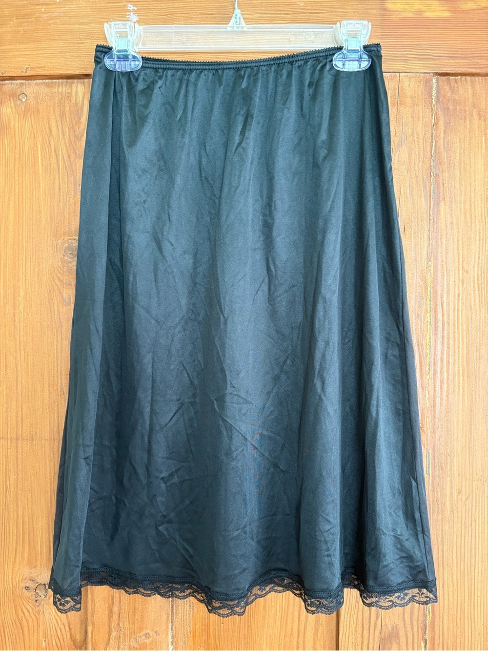 Vintage Warners USA Black Perfect Measure Antron Nylon Half Slip Lace L